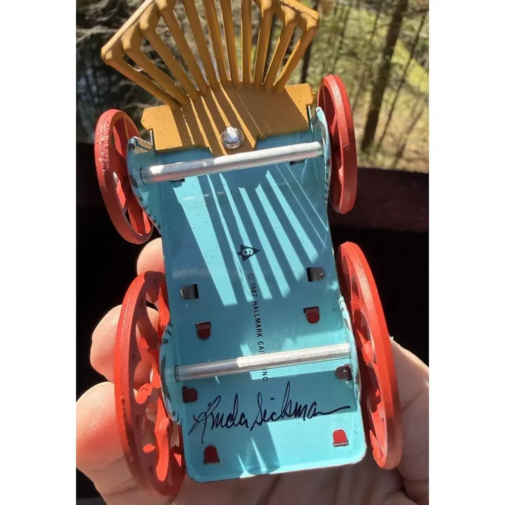 Vintage Tin Locomotive Ornament 1987 Hallmark Train Artist Signed No Box Lo10